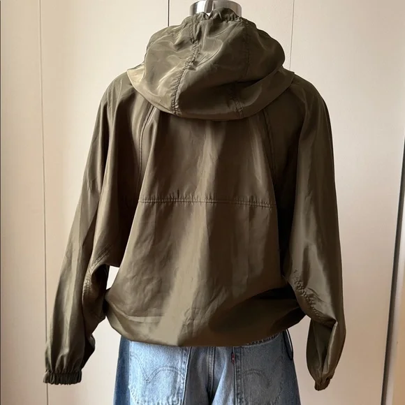 Olive Green Women's Hooded Nylon Jacket - Picture 5 of 9